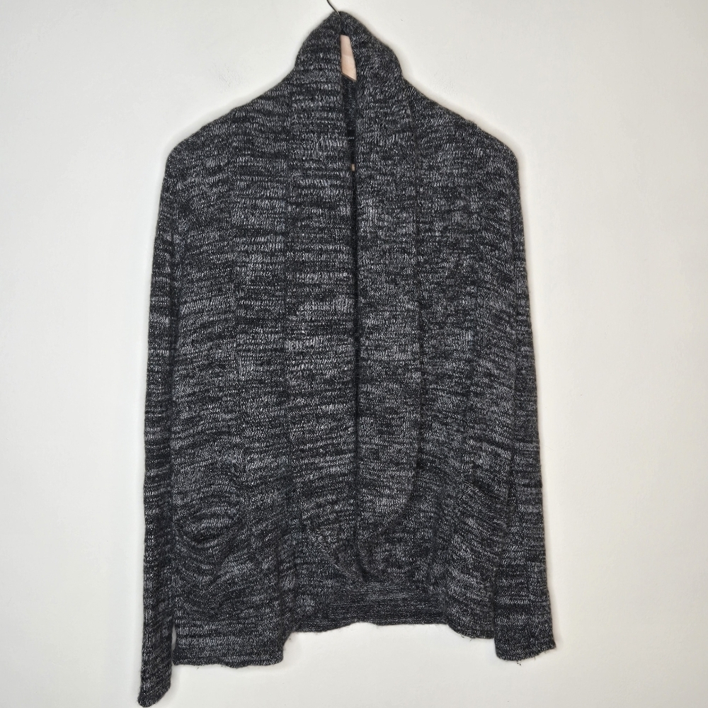 THE KOOPLES Open Front Draped Black and Gray Sweater